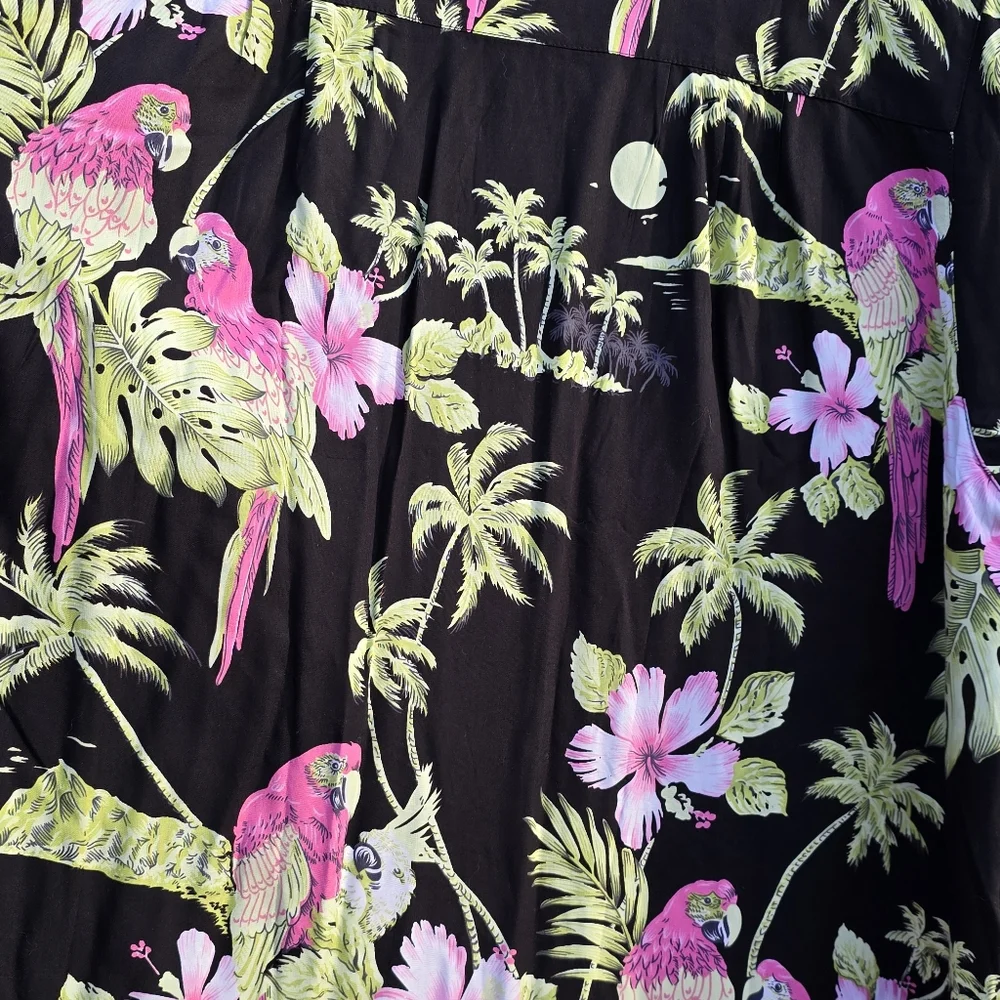 Pink‎ and Green Dress Shirt with Tropical Floral Pattern